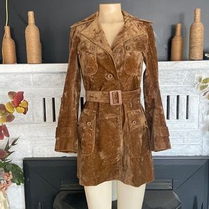 Brown suede trench coat